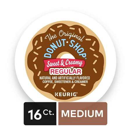 The Original Donut Shop Sweet & Creamy Regular , Flavored Coffee Keurig K-Cup Pods, Medium Roast, 16