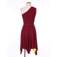 thumbnail image 5 of Raenseen Women One Shoulder Tank Dress Liturgical Church Praise Dance Dress Praise Dance Tunic Burgundy XL, 5 of 9