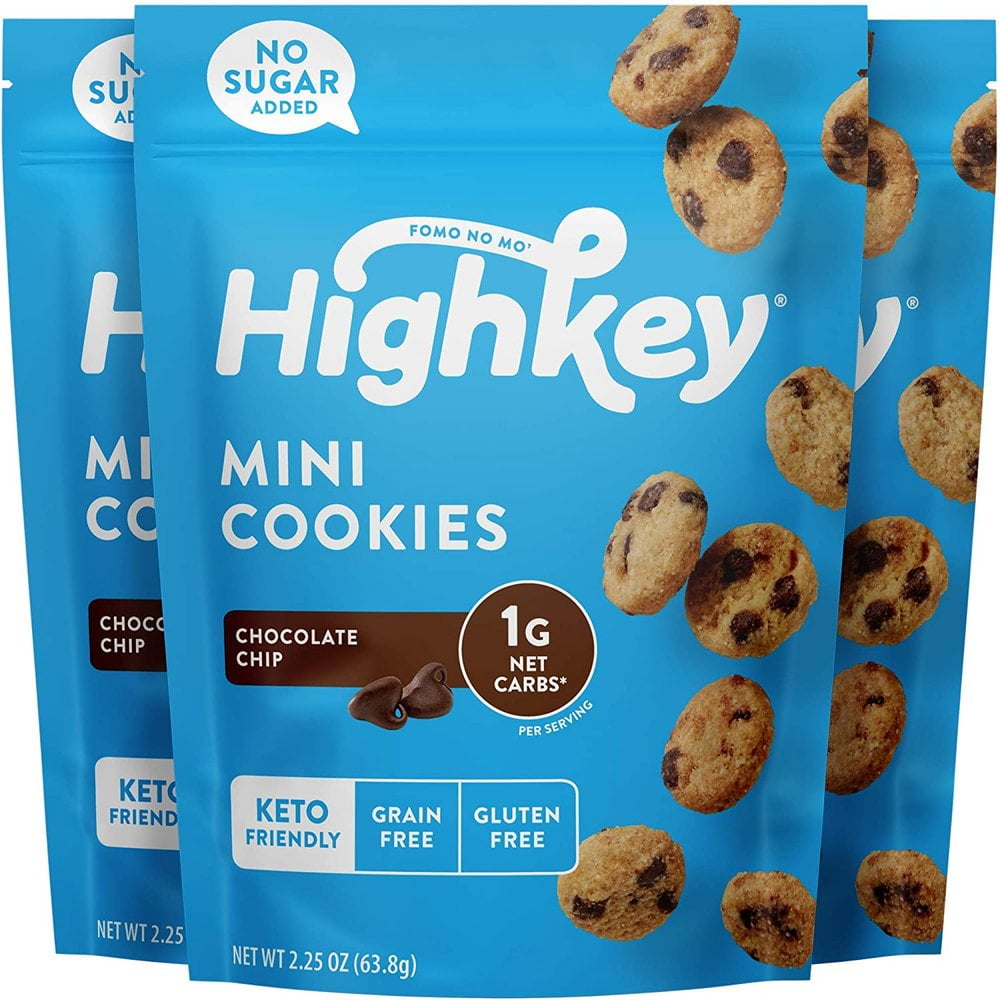 Highkey Snacks Keto Food Low Carb Snack Cookies Chocolate Chip 3 Pack - Gluten Free No Sugar Added Healthy Diabetic Paleo Dessert Sweets Diet Foods - Walmartcom