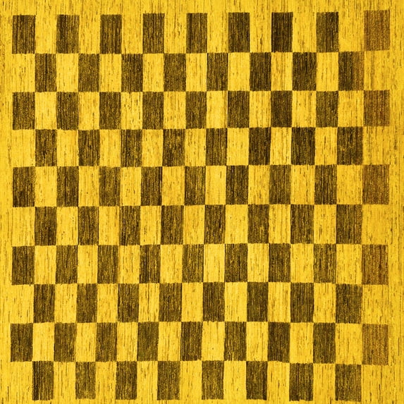 Ahgly Company Indoor Square Checkered Yellow Modern Area Rugs, 5' Square
