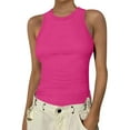 thumbnail image 2 of UoCefik Women Tank Tops Summer Sleeveless Basic Cami Top Shirt Slim Knit Ribbed Racerback Blouses Hot Pink S, 2 of 5