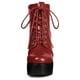 thumbnail image 2 of Botines tacón grueso con Cordón Y cremallera para Mujeres Allegra K Rojo 37, 2 of 7
