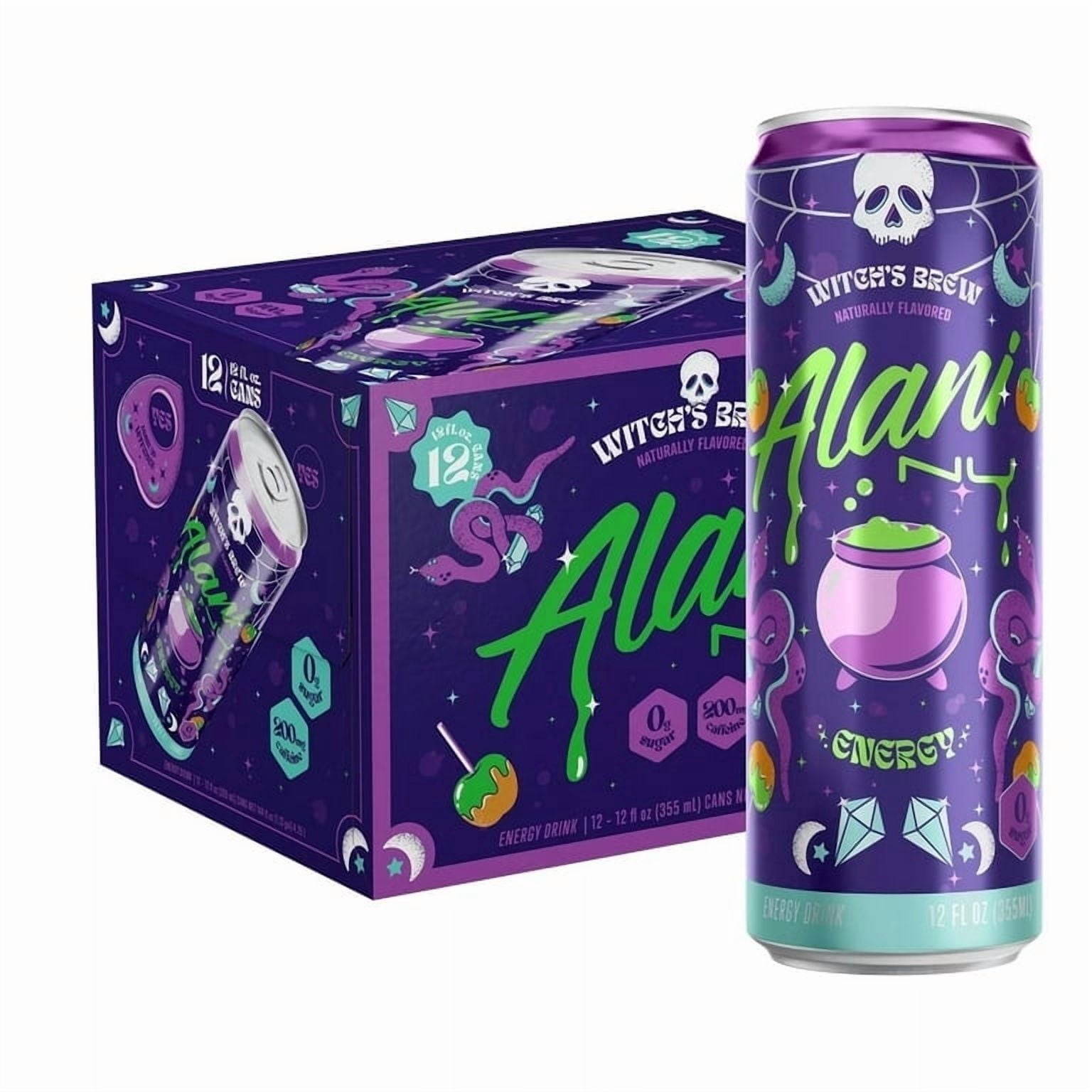 Alani Nu Sugar-Free Energy Drink, Pre-Workout Performance, Witch's Brew, 12 Oz Cans (Pack Of 12)