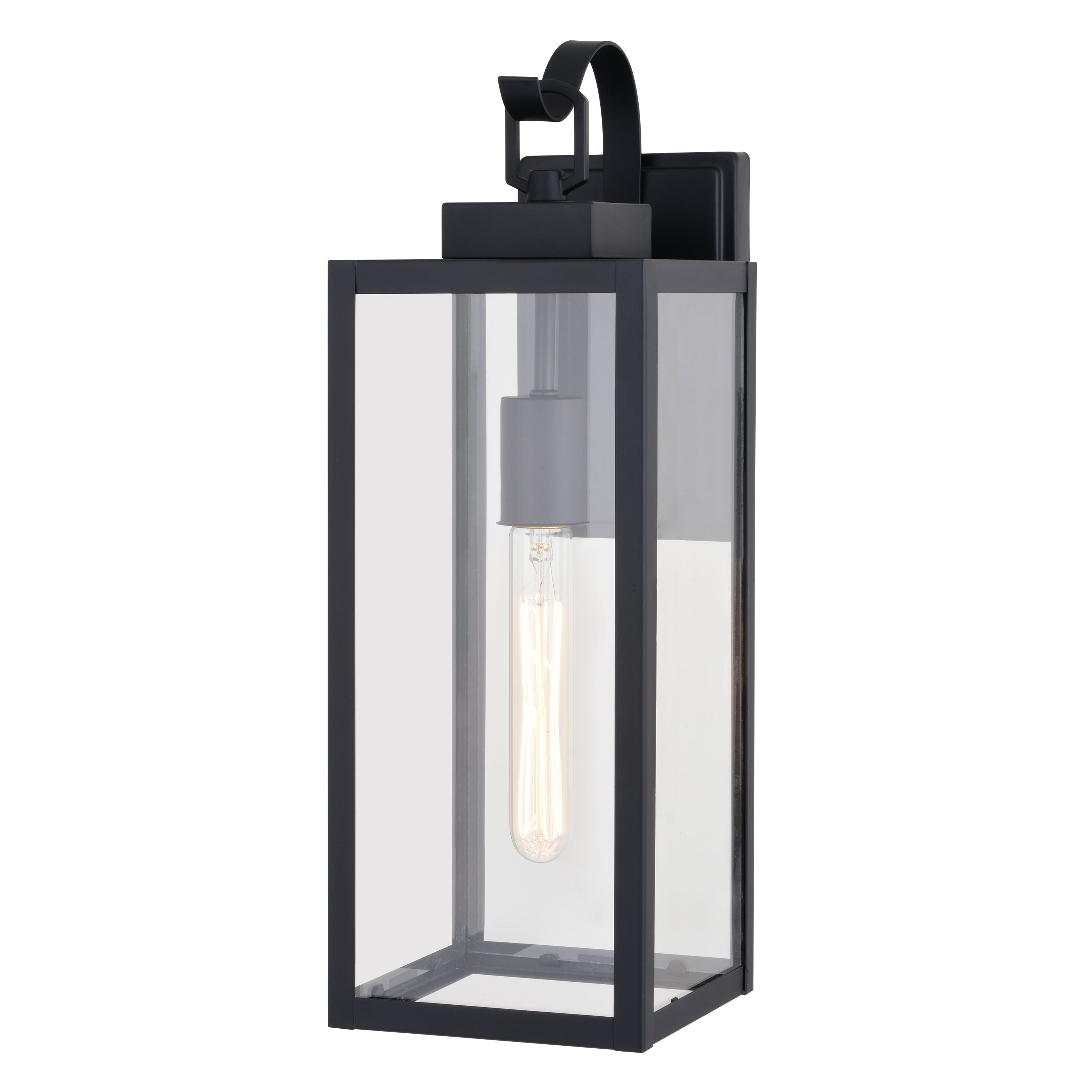 Clinton Steel 1 Light LED Compatible Matte Black Transitional Outdoor Wall Lantern Clear Glass