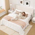 thumbnail image 2 of Frostbloom King Size Boucle Upholstered Platform Bed Frame with Wingback Headboard, Beige, 2 of 10