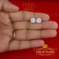 thumbnail image 4 of King of Bling's Yellow Silver 1.12ct Cubic Zirconia 925 Women's & Men's Hip Hop Square Earrings, 4 of 12