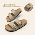 thumbnail image 5 of DREAM PAIRS Women’s Slide Sandals with Genuine Leather Footbed Adjustable Double Buckle Slip-On Flat Sandals with Arch Support, 5 of 7
