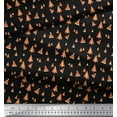 thumbnail image 2 of Soimoi Black Cotton Voile Fabric Santa Cap & Tree Christmas Printed Fabric 1 Yard 42 Inch Wide, 2 of 3