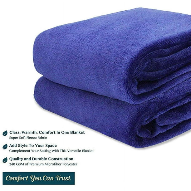 Throw Blanket for Sofa Couch Bed Navy Twin Size Fleece Blanket Luxury Double Side Fuzzy Blanket 240GSM Warm Blanket 60x80 inches Walmart Business Supplies