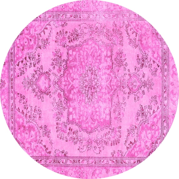 Ahgly Company Indoor Round Abstract Pink Modern Area Rugs, 3' Round