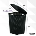 thumbnail image 2 of Corner Laundry Hamper Basket with Lid, 50 Liter - Black, 2 of 9