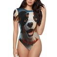 thumbnail image 2 of Fotbe Playful Smile Cute Dog Women's Crew Neck Short Sleeves Bodysuit Tops Round Neck Slim Sleeveless Soft Comfortable Basic-X-Large, 2 of 7