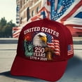 thumbnail image 4 of U.S. 250th Anniversary Celebration Hat - Adjustable Bald Eagle Print Patriotic Baseball Cap for Men Women - Red Plus Size, 4 of 6