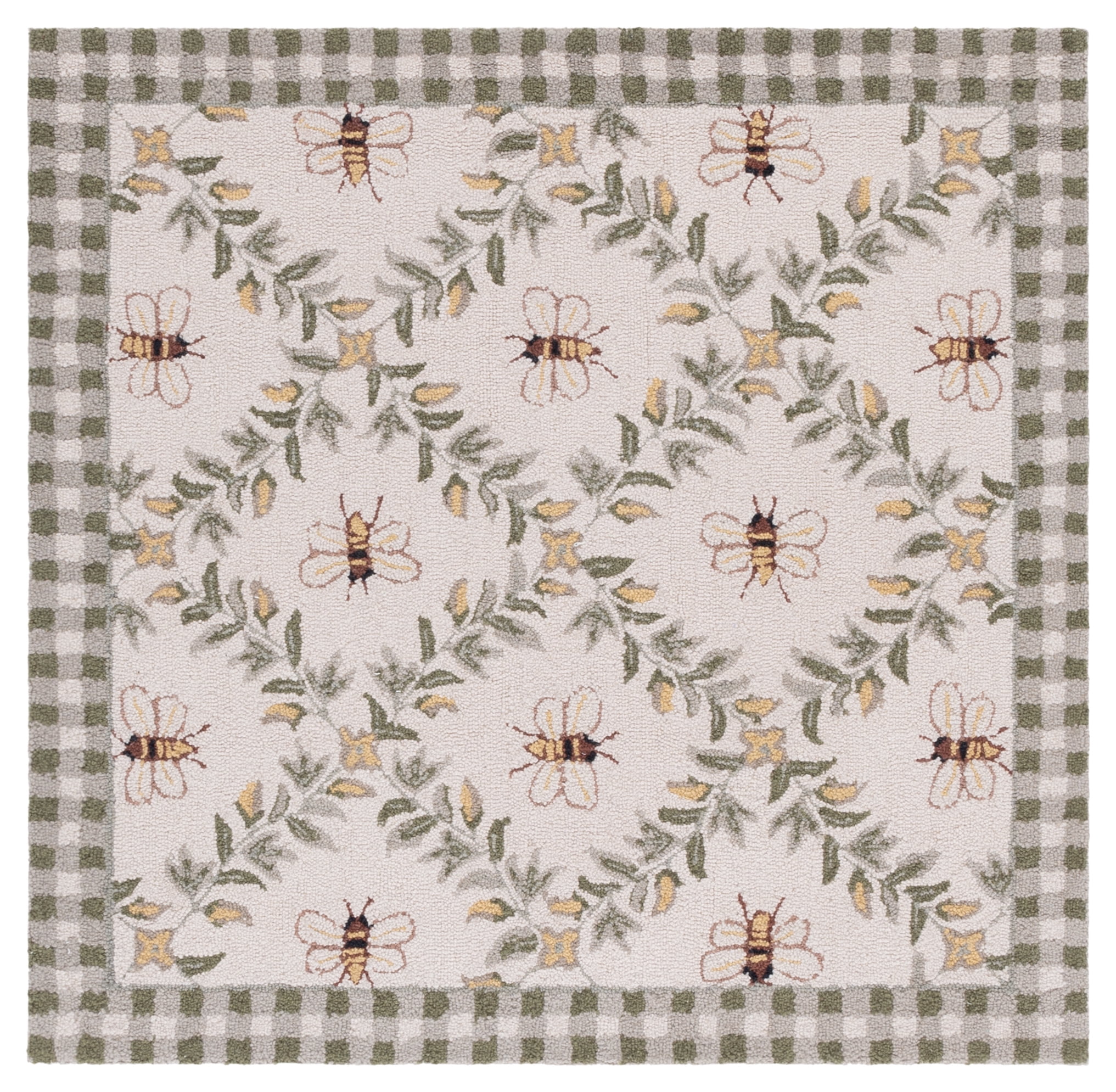 Safavieh Chelsea Lara Bordered Wool Area Rug, Ivory/Green, 4' x 4' Square