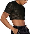 thumbnail image 4 of BinBiL Men's Mesh Fishnet Top Short Sleeve Sheer See Through T Shirt Fitted Muscle Blouse Clubwear Black XL(XL), 4 of 4