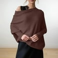 thumbnail image 4 of UJNDER Boat Neck Sweaters for Women Spring Long Sleeve Soft Knit Loose Baggy Pullover Top Brown One Size, 4 of 4
