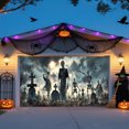 thumbnail image 4 of Spooky Halloween Garage Door Banner 7x16 FT - Glow in Dark Bat Pumpkin Design, Weather Resistant Polyester Outdoor Decor for Yard, Party Photo Background, 4 of 6
