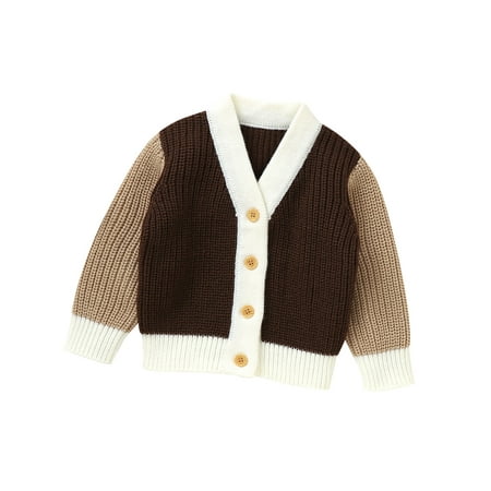 

Thaisu Toddler Baby Boy Girl Casual Knitted Sweater Warm Long Sleeve Button Cardigan Knitwear Coat