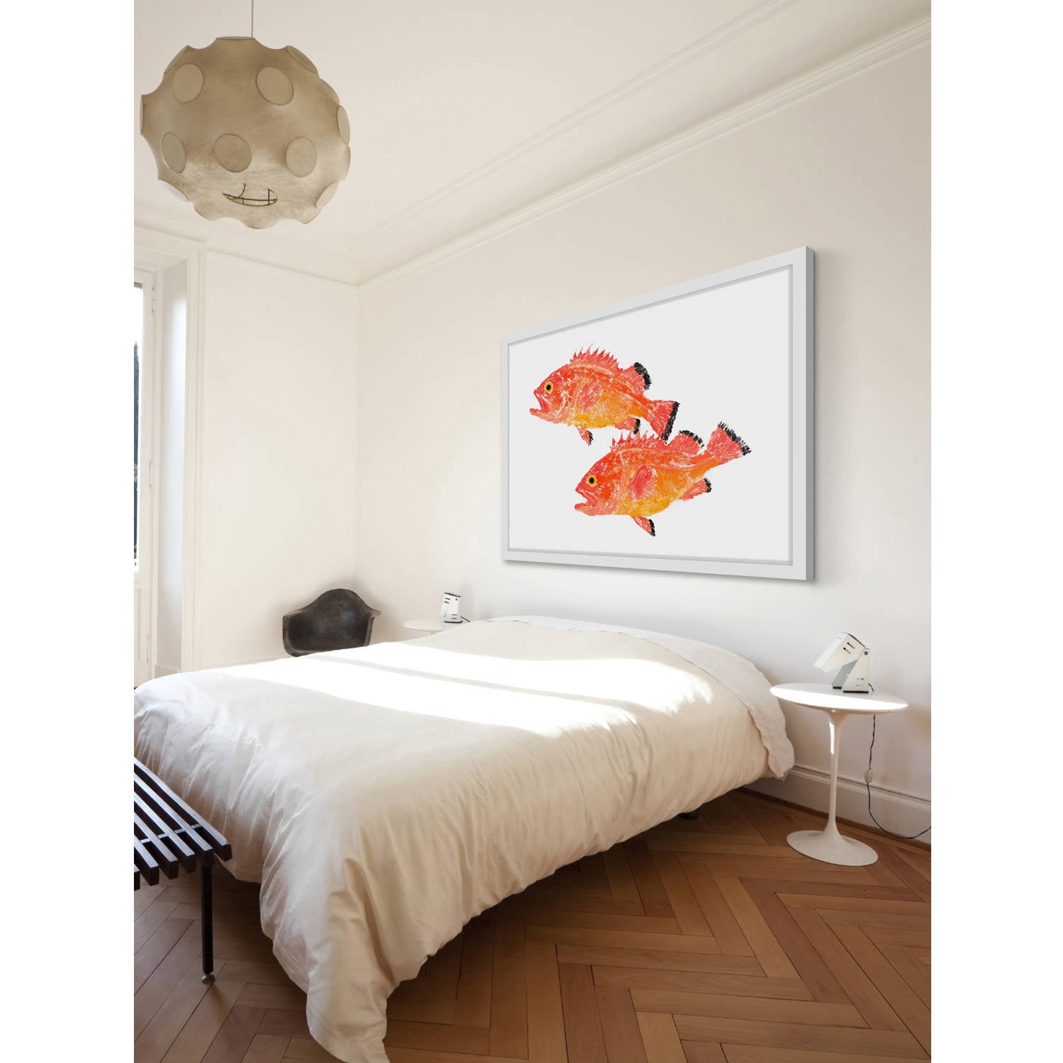 Marmont Hill "Two Orange Fish" by Michael Pantalos Framed Painting Print