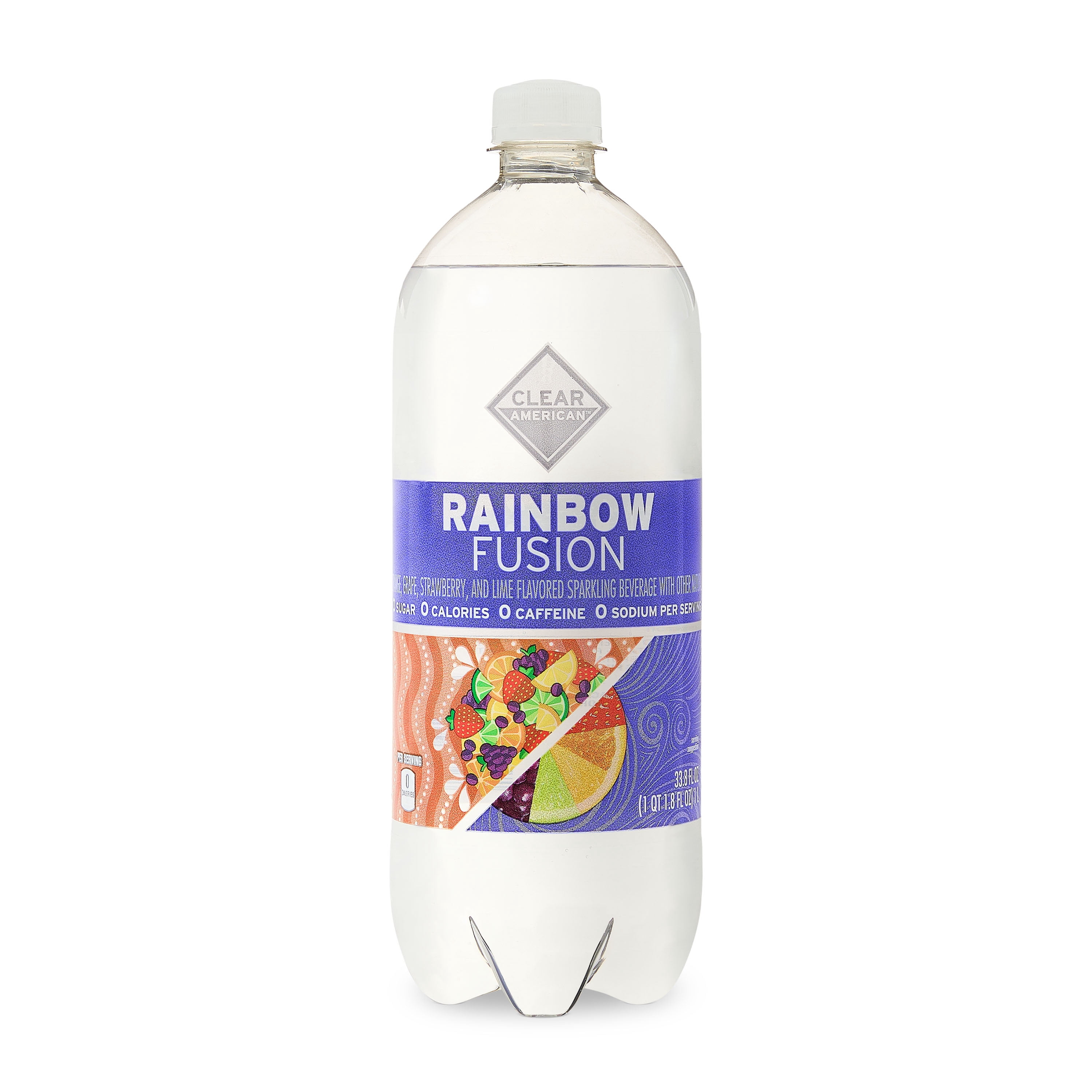 (12 pack) Clear American Rainbow Fusion Sparkling Water, 33.8 fl oz
