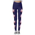 thumbnail image 4 of MKLEKYY Leggings de compresión para mujer Leggings para mujer Leggings de entrenamiento Pantalones con estampado navideño de bloques de color Leggings suaves y elásticos 3623, 4 of 4