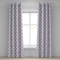 Ambesonne Cat Lover Grommet Curtain, Romantic Pink Kittens, 50" x 108", Pale Grey Pink