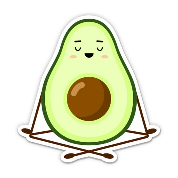Avocado Zen Doing Yoga - 12" Vinyl Sticker Waterproof Decal