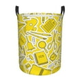 thumbnail image 1 of LNWH Laundry Basket, Geometric Yellow Background Pattern Foldable Laundry Hamper with Handles Waterproof, Small, 1 of 8