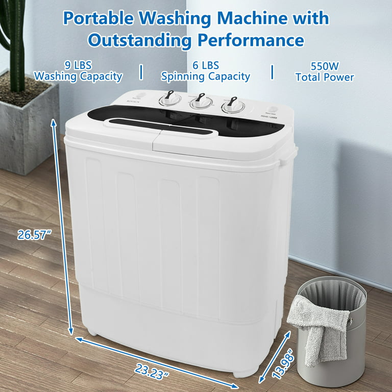 21 lbs Portable Washing Machine with Drain Pump, Twin Tub Top Load Washer Dryer Combo for RV Apartment
