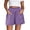 Purple, variant on Zynoxe Shorts for Women with Button Pockets Lightweight Breathable Cotton Linen Shorts Comfort Elastic Waistband Mid-Thigh Wide Leg Shorts Relaxed Loose Fit Solid Color Summer Beach Shorts S