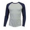 thumbnail image 4 of Men's Long Sleeve Crew Neck Baseball Shirt, Casual Dynamic Cotton Raglan T Shirts, Navy/Light Gray M, 1 Count, 1 Pack, 4 of 7