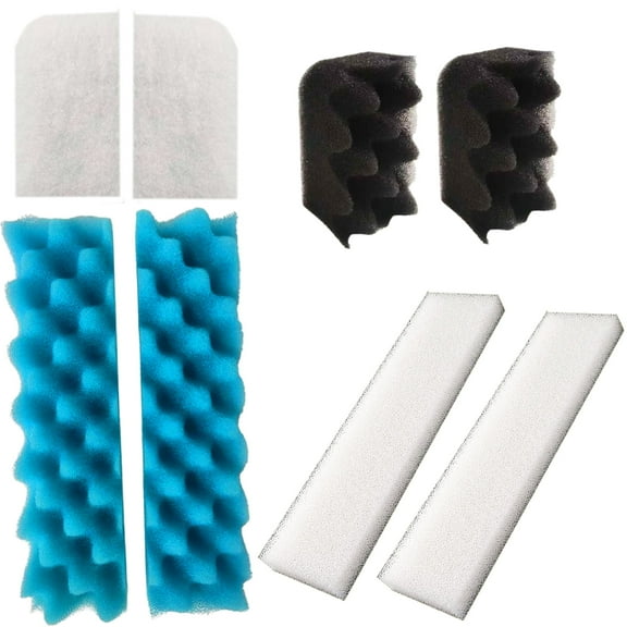 Qzbhct 2 Pcs Black Bio-Foam, 2 Blue Foam Max Filter, 2 Fine Filter Pad, 2 White Foam Filters Kit for Fluval 406/407 Canister Filtration Systems