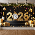 thumbnail image 5 of Golden Theme 2026 New Year Countdown Backdrop Clock Design Festive Decoration Celebration Banner for New Year's Eve Party Holiday Celebration Indoor Decoration, 5 of 9