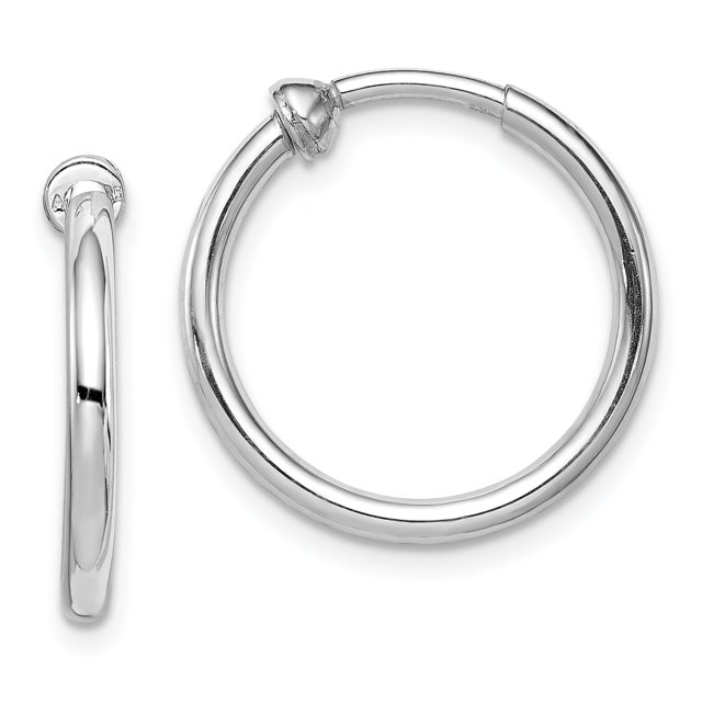 925 Sterling Silver 2x19mm Non Pierced Round Hoop Earrings