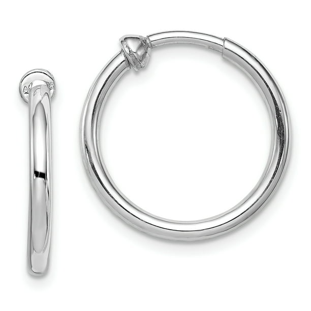 IceCarats - 925 Sterling Silver Polish 2x15mm Non Pierced Clip On Hoop ...