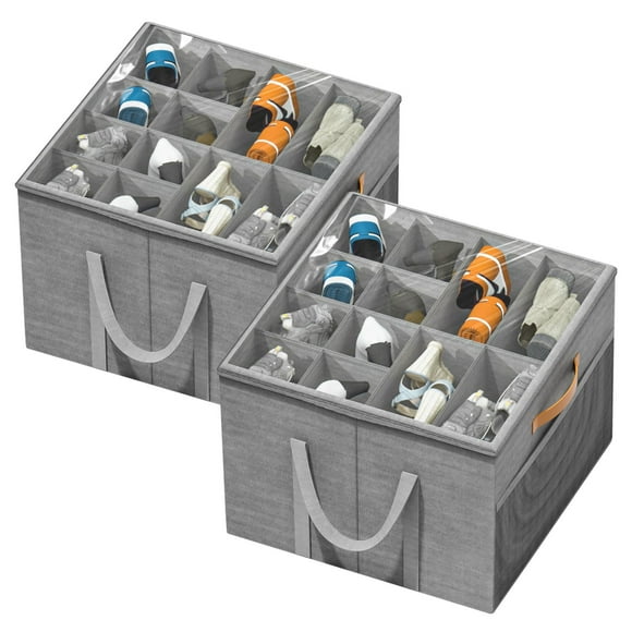 Organizador de almacenamiento de zapatos Aokeyee, armario grande, paquete de 2, gris