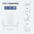 thumbnail image 5 of SERWALL Folding Adirondack Chair with 2 Cup Holders & Phone Slot, All-Weather Outdoor HDPE Patio Chair, Foldable Lawn Deck Chair, White, 5 of 7