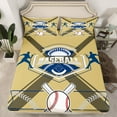thumbnail image 2 of Feelyou Softball Sports Lover Queen Sheet Sets, Eat Sleep Baseball Flat Sheet, Teens Kids Boys Girls Queen Fitted Sheet, Khaki Blue Luxury Bedroom Decor, 4-Piece, 2 of 7