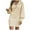 Beige, variant on Lovskoo Sweater Dress for Women Medium Length Sweater Skirt with Lapel Lantern Sleeves Knitted Solid Color Long Skirt Orange