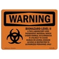 thumbnail image 1 of SignMission OS-WS-A-1824-L-11985 18 x 24 in. OSHA Warning Sign - Biohazard Level II This Laboratory with Symbol, 1 of 1