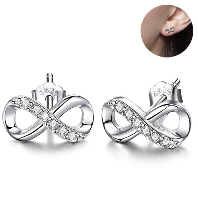 Sterling Silver Infinity Figure 8 Bead Drop Earrings