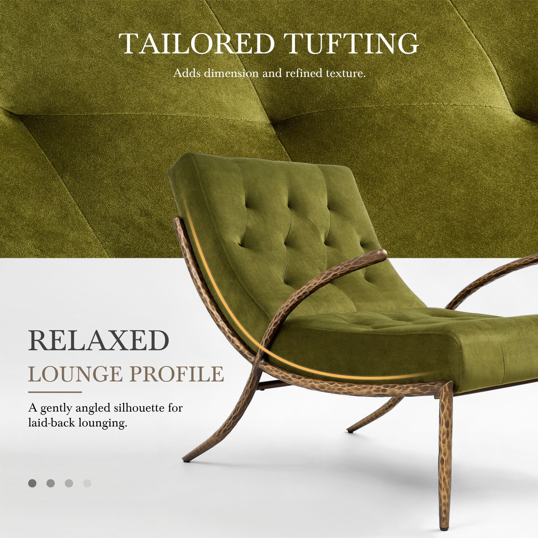 Christopher Knight Home Modern Lounge Chair with Ottoman, Velvet Upholstery, Curved Metal Frame, Green
