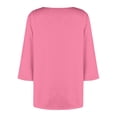 thumbnail image 5 of Fnooota Women's Plus Size T-shirts, Summer Casual Classic Asymmetrical Neck 3/4 Sleeve Tops Pink Size 2XL, 5 of 6