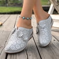 thumbnail image 3 of Rokment Flower Orthopedic Clogs Arch Support Wedge Mules for Women Boho Beach Comfortable Leather Closed Toe Air Cushion Walking Half Slippers Summer Casual Dress Slides Sandals Beige Size 6, 3 of 7