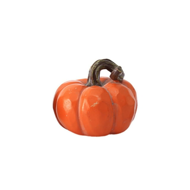 TheFound Halloween Pumpkin Figurine Classic Pumpkin Statue with Note/Leaf Home Decorations Fall Party Favors