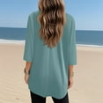 thumbnail image 5 of DENGDENG Women's Tunics Plus Size Summer 3/4 Sleeve V Neck Long Shirts for Leggings Casual Tees Holiday Comfy Blouses Turquoise S, 5 of 7