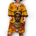 thumbnail image 2 of JINMGG Womens Plus Size Clearance $5 Women Fashion African Vintage Print Middle Sleeve V Neck Casual Mini Dress Yellow XXXXXL, 2 of 6