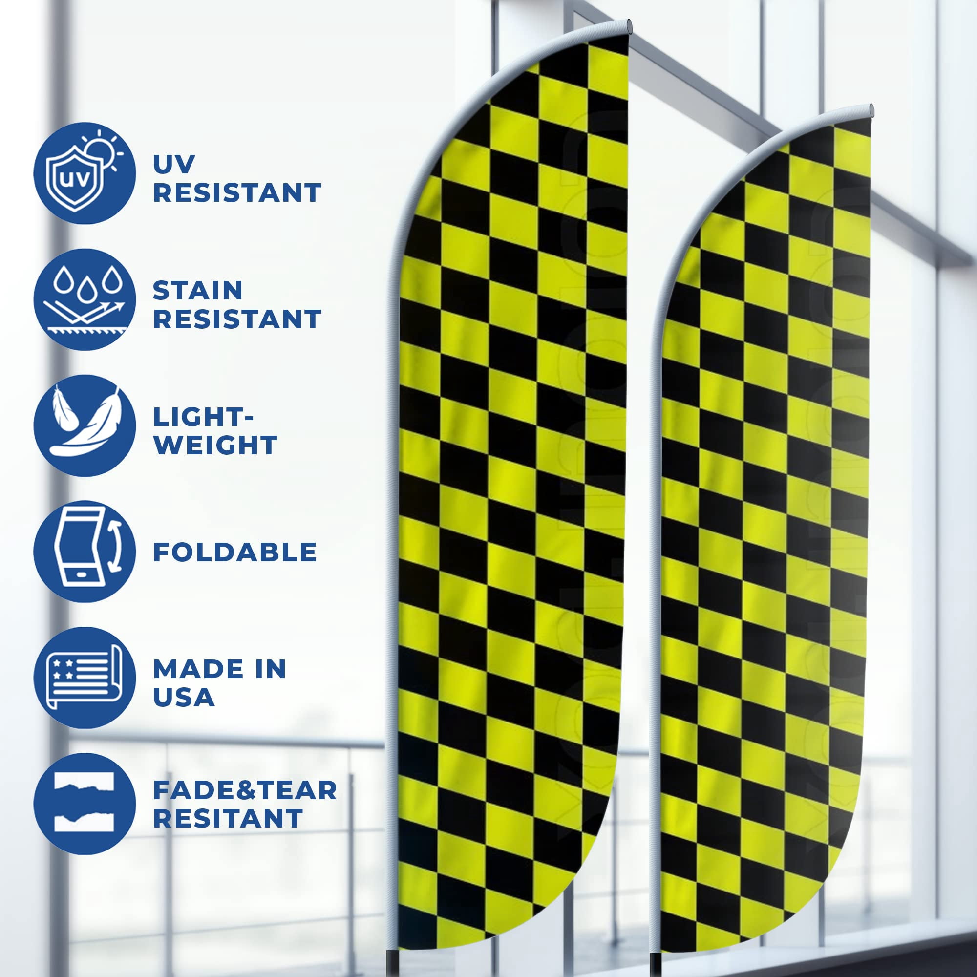 Solid Colors Feather Flag(11.5feetX2.5feet) by DreamController | Outdoor Business Advertising Tall Flag | Weather-Resistant Knitted Swooper Flag | Made in USA | HD Print (Flag Only)