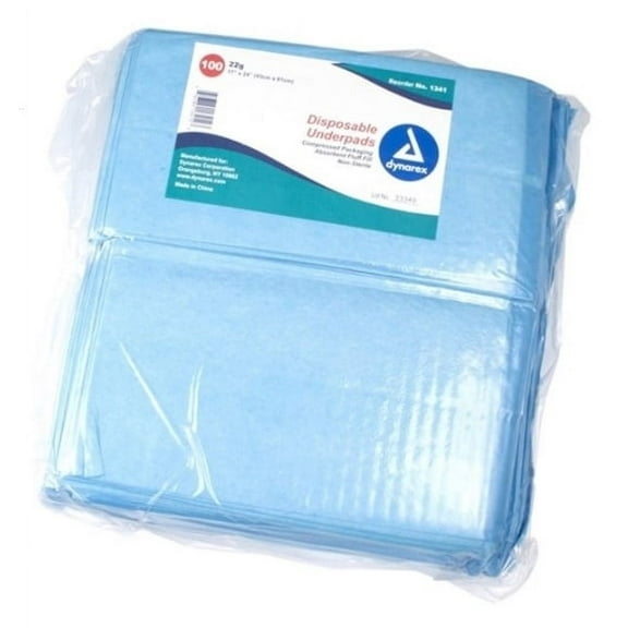 Dynarex Underpad, 17x24 Inch, Fluff/Polymer, Heavy Absorbency-Bag of 100