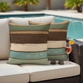thumbnail image 2 of Outdoor Pillow Cover Green Brown Beige Stripes Set of 2 Waterproof Throw Pillowcases Wood Background Decorative Patio Furniture Pillows for Couch Garden Indoor & Outdoor Use, 2 of 9